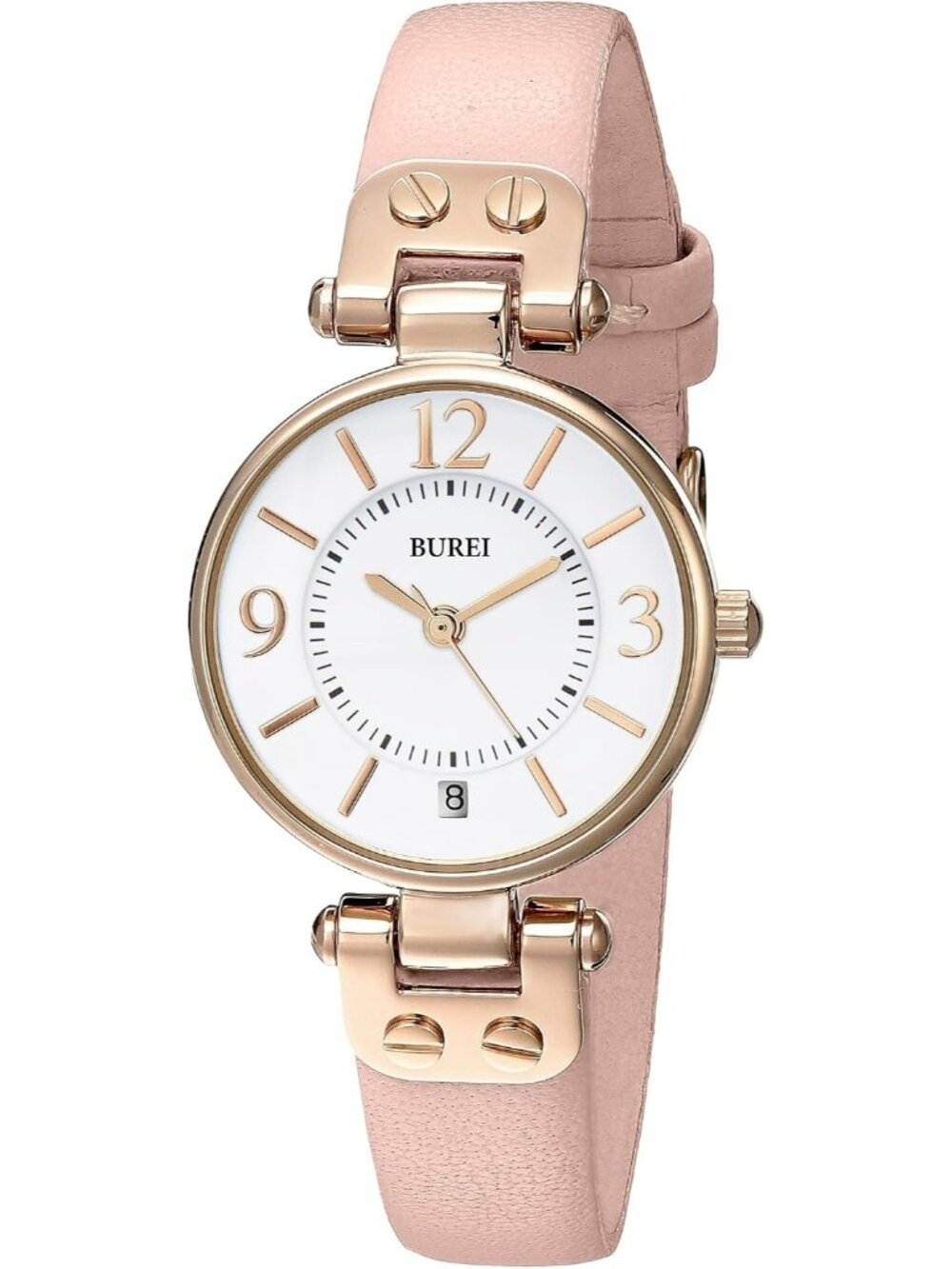 Women's White Pink Gold Elegant Dial with Leather Strap Minimalist Wrist Watches
